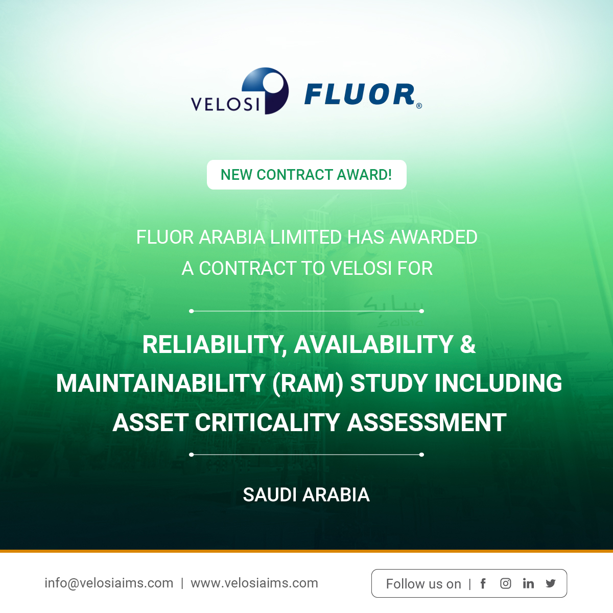 VAIL-Contract-Award-Fluor-Arabia RAM Study for Fluor Arabia Ltd.